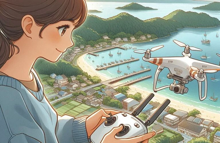 伊勢市の空を自在に舞い上がるドローンで新たな視点を体験